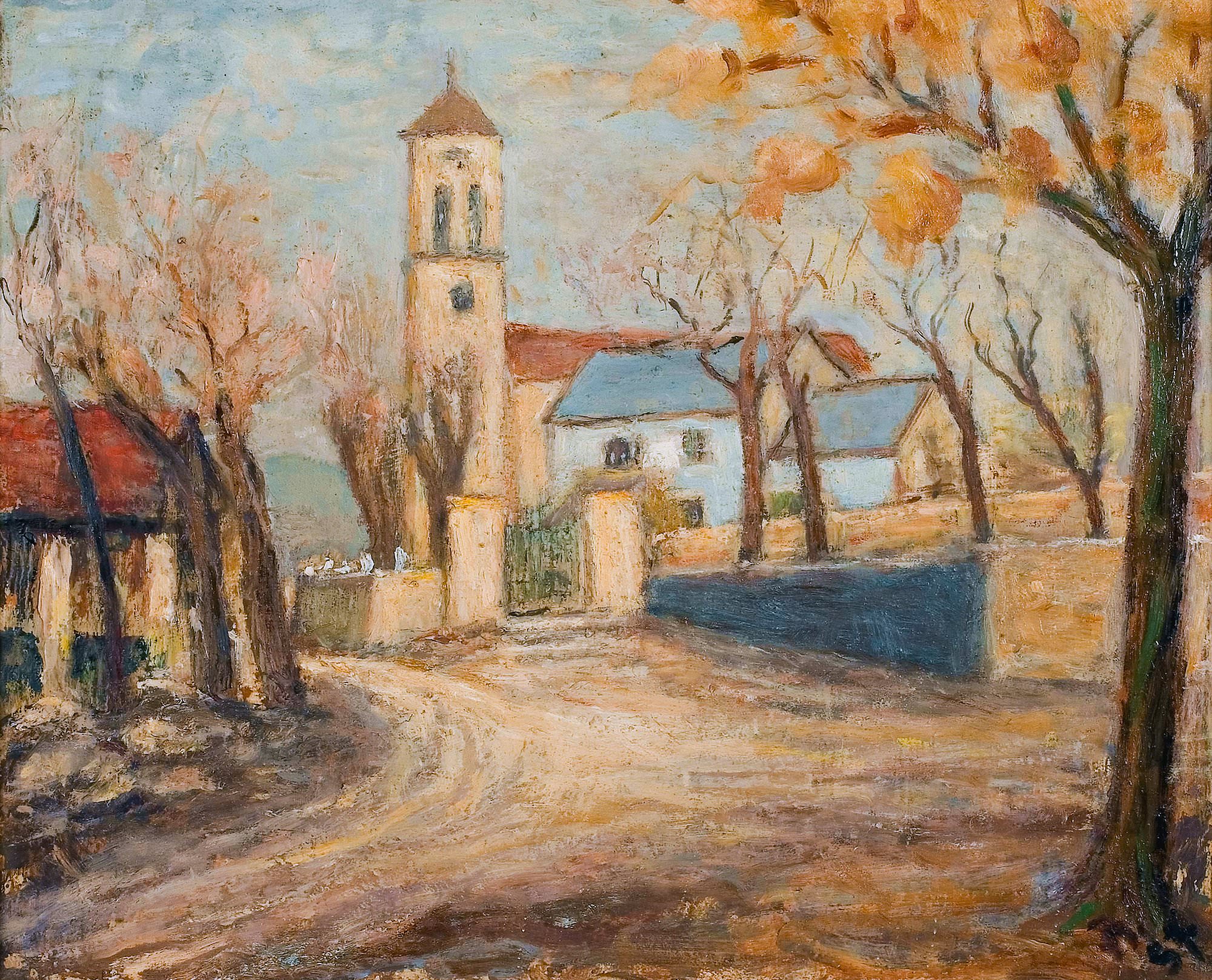 Јован Петровић, Доситејева школа у Книнском пољу, 1957. Ова слика део је ликовне збирке Музеја Вука и Доситеја. Јован Петровић, Доситејева школа у Книнском пољу, 1957. Ова слика део је ликовне збирке Музеја Вука и Доситеја.