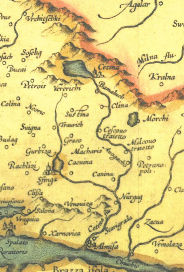 Мапа цетинске регије по Г. Меркатору (датирана у 1634. годину)