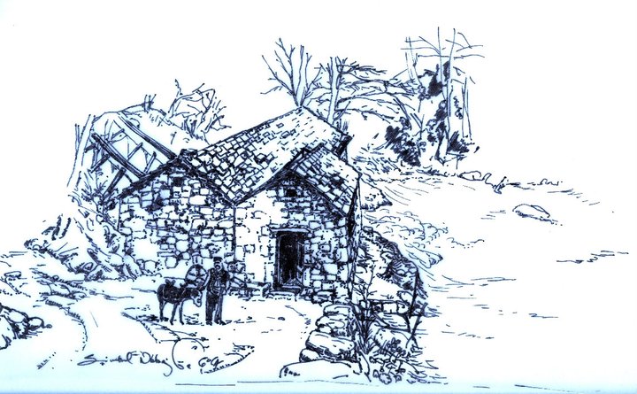 Тинторов млин 1830. год. Цртеж: Небојша Синобад Гула.